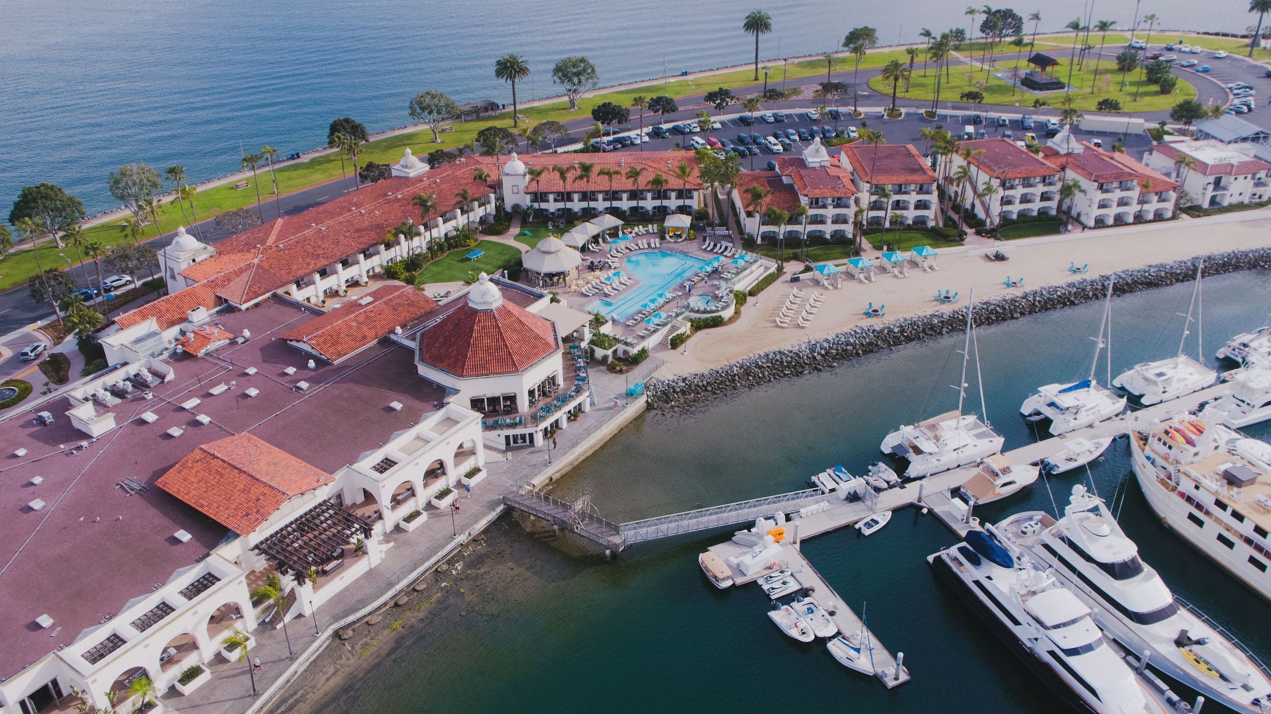 Aerial view of Kona Kai and the marina