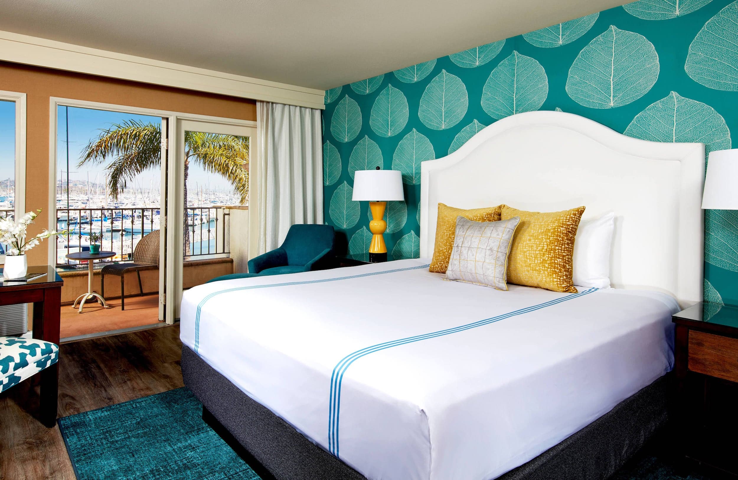 A marina view King room at Kona Kai