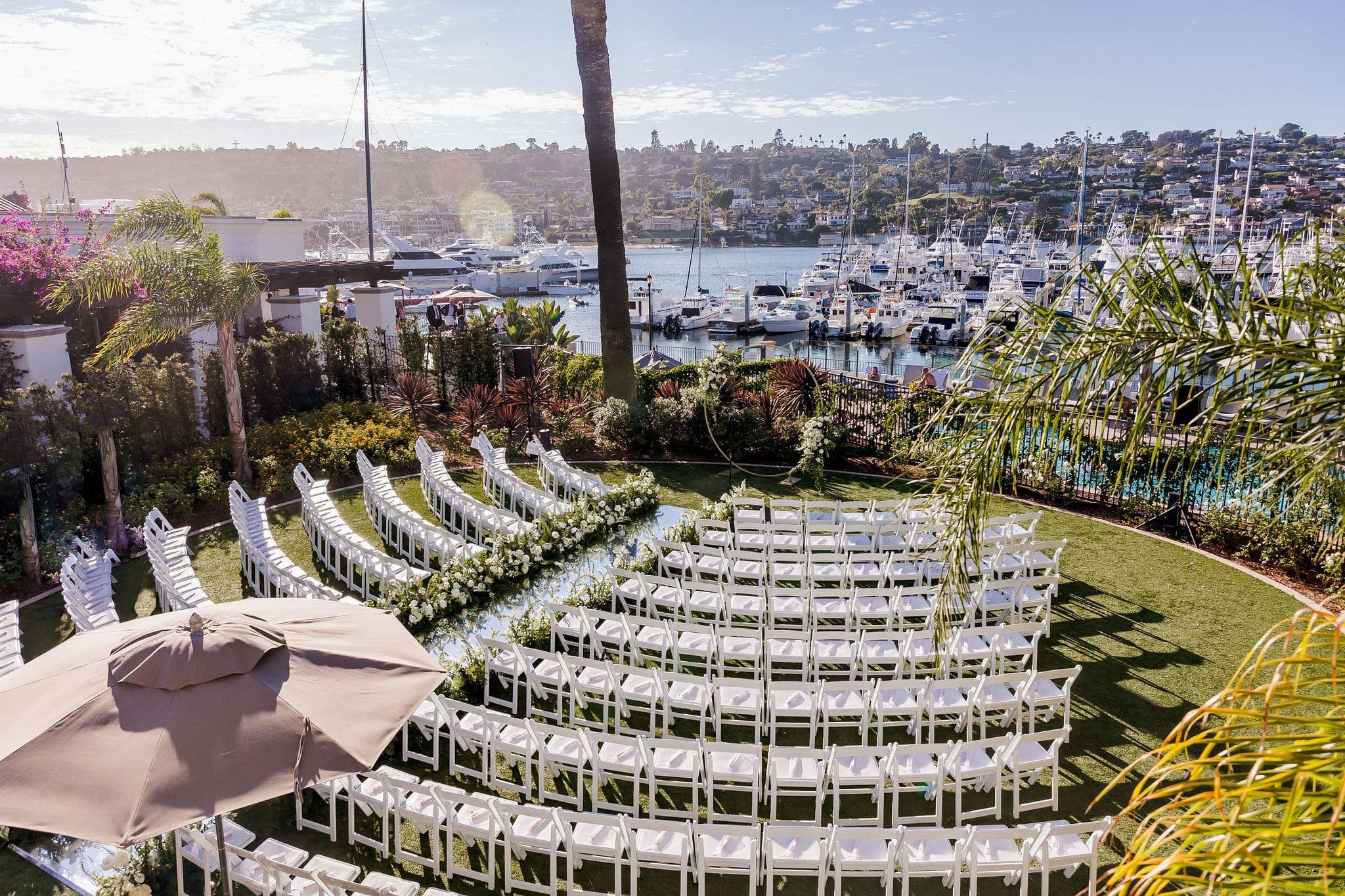 An outdoor wedding set up at Kona kai