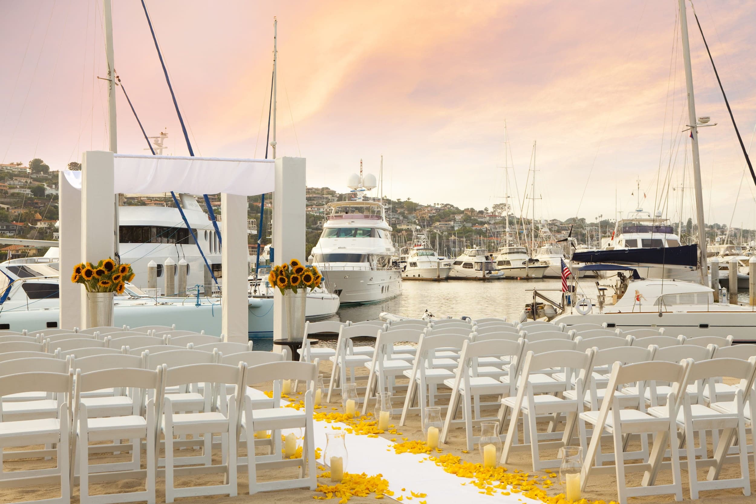 An outdoor wedding set up at Kona Kai