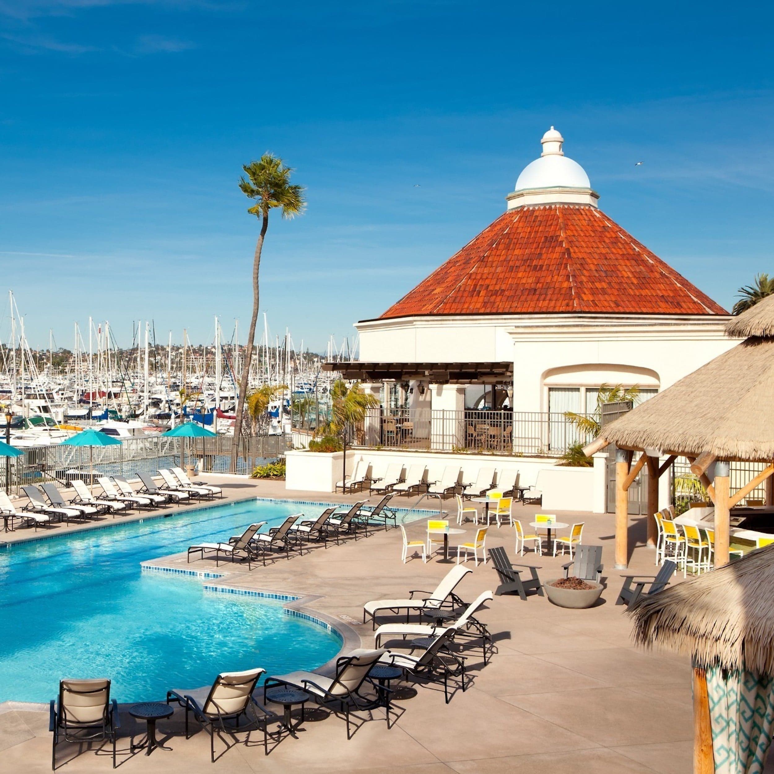 Kona Kai pool and marina on a bright blue day