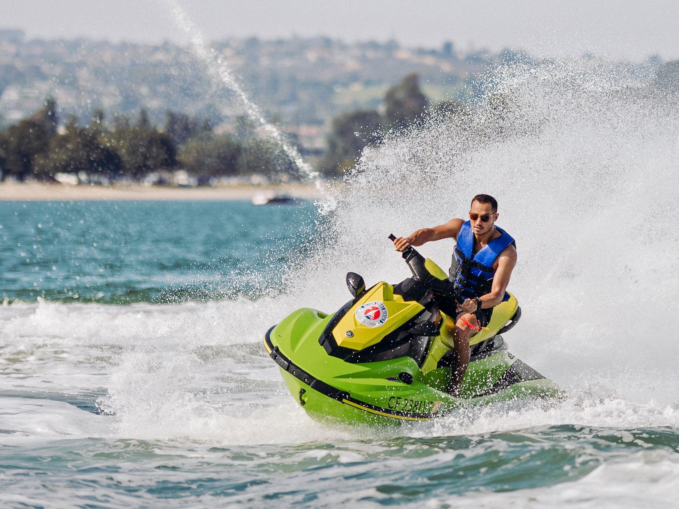 A man Seadooing in Mission Bay