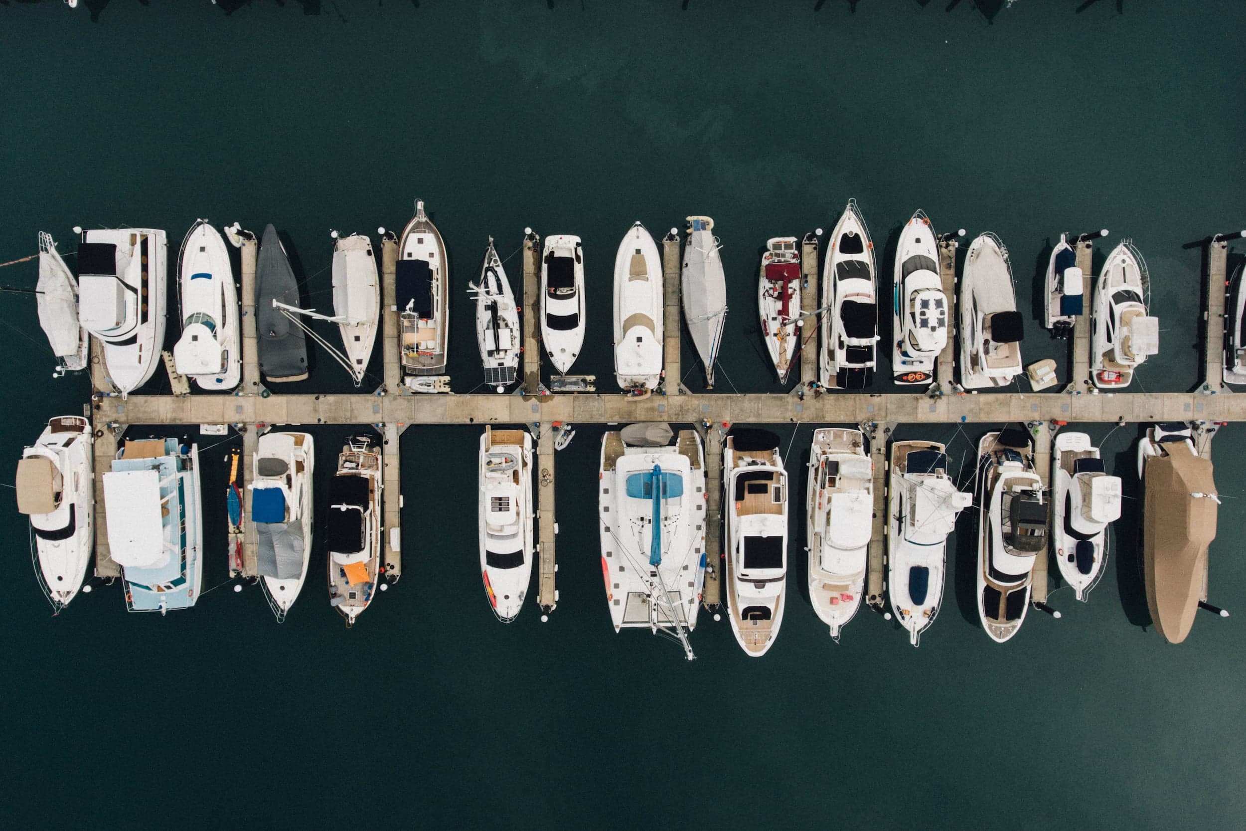 An aerial view of the marina at Kona Kai