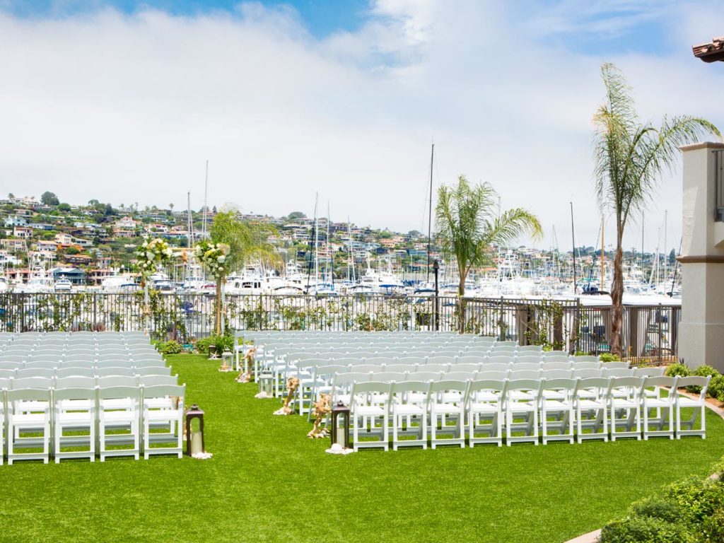 Shelter Island lawn near marina for events at luxury hotel