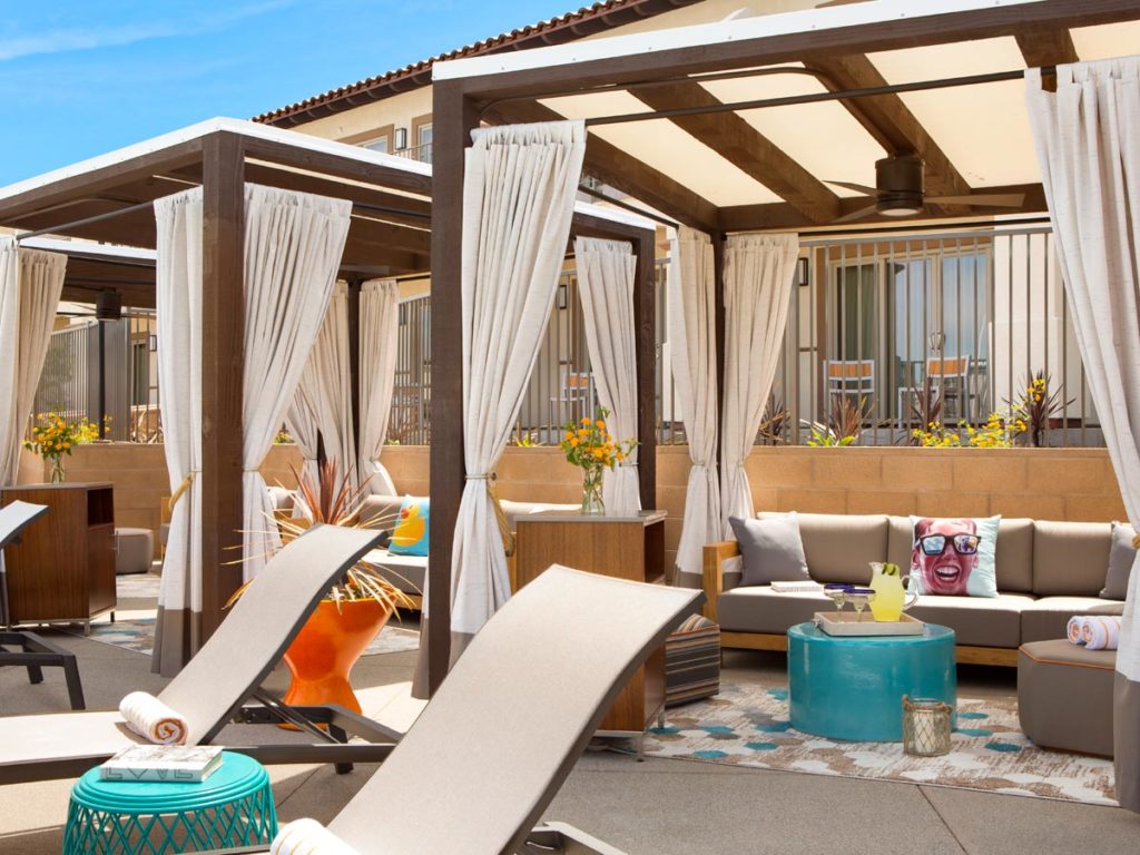 pool cabana at San Diego beach