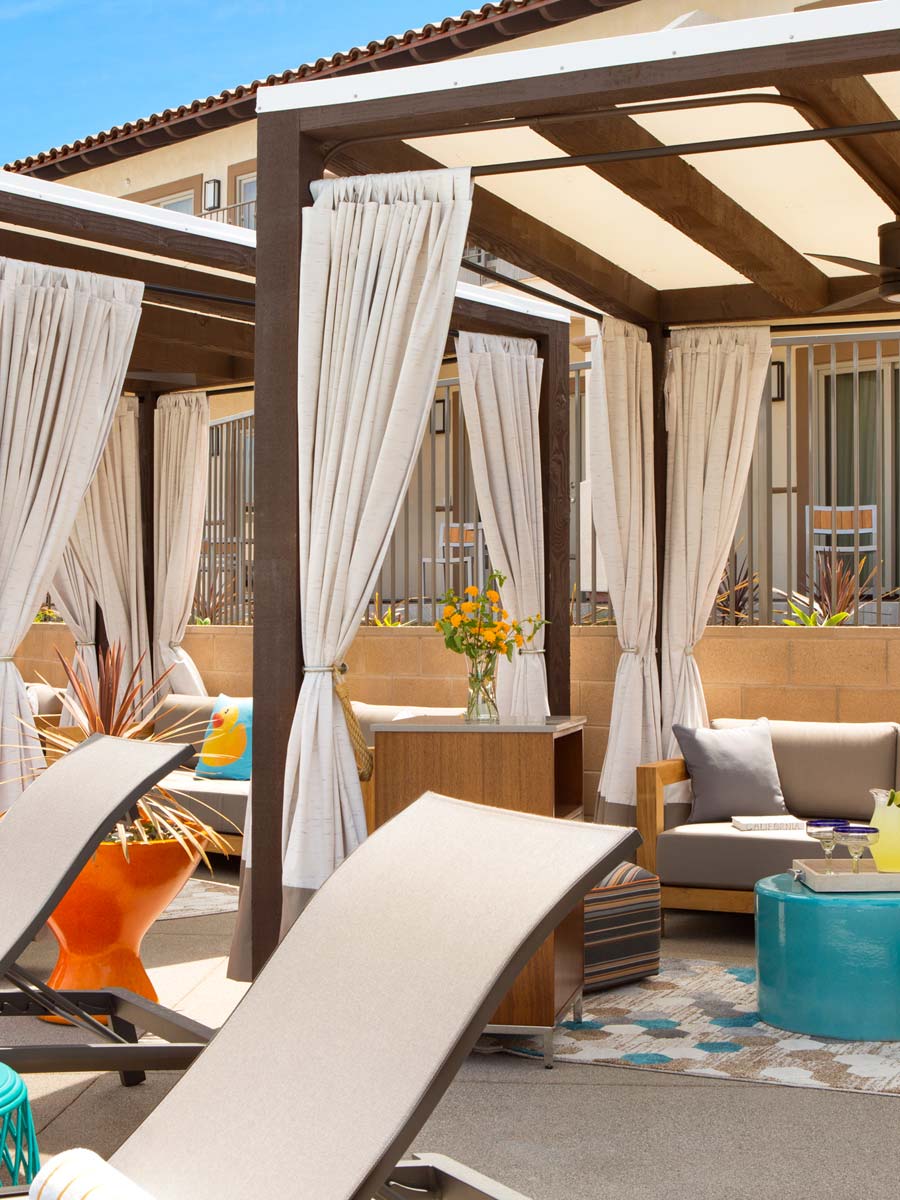 Pool cabana on San Diego's Shelter Island