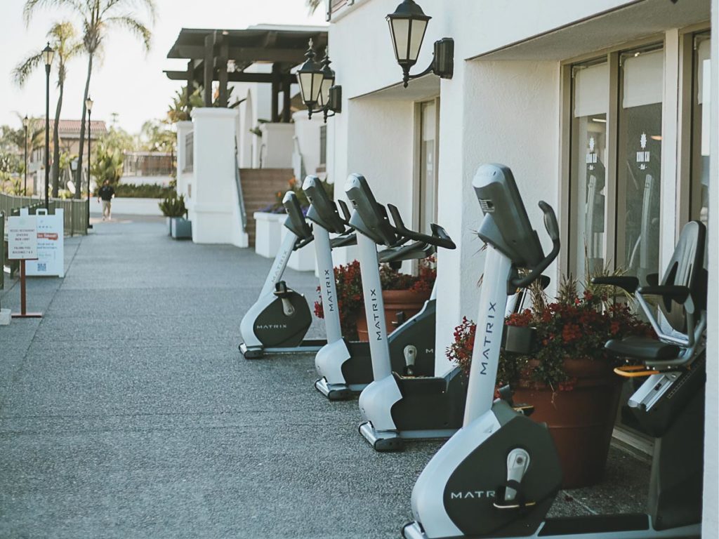 Stationary Bikes Outside.