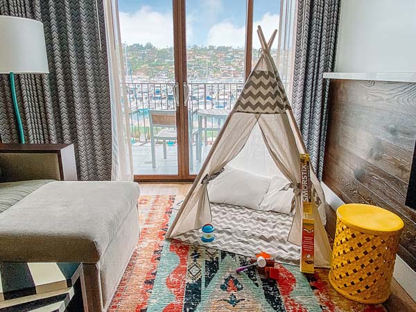Kids Play Tent Set Up In A Guestroom.