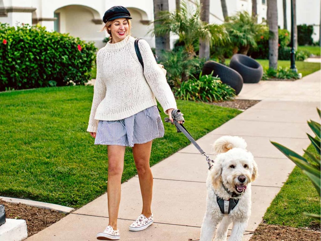 Lady Walking Dog At Kona Kai.