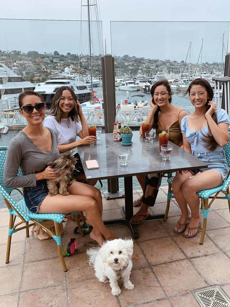 Friends Having Lunch With Their Dog.