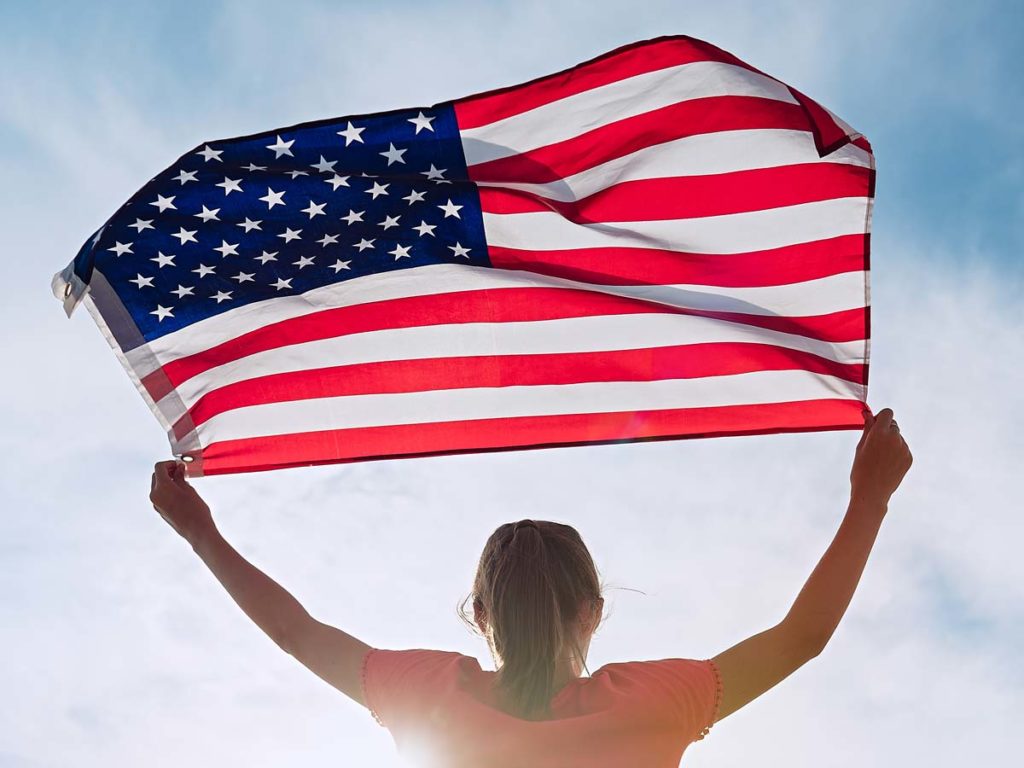 Person Holding An American Flag.