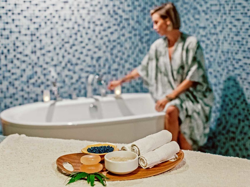 Spa Amenities And Bath Tub.